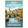 Vintage Amsterdam Travel Poster Printable Wall Art