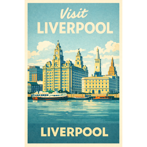Vintage Liverpool Travel Poster - Printable