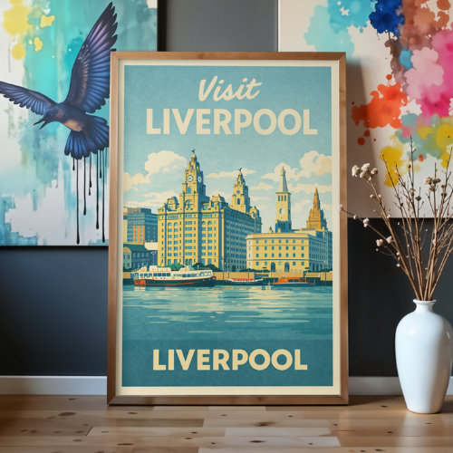 Vintage Liverpool Travel Poster - Printable