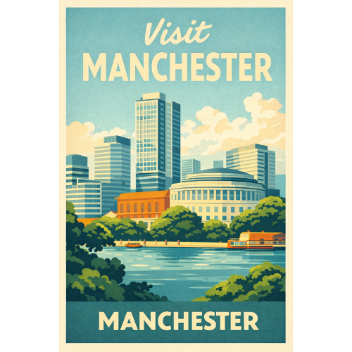 Vintage Manchester Travel Poster - Printable