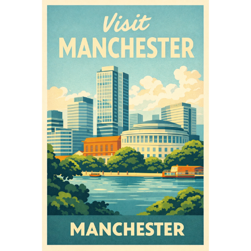 Vintage Manchester Travel Poster - Printable